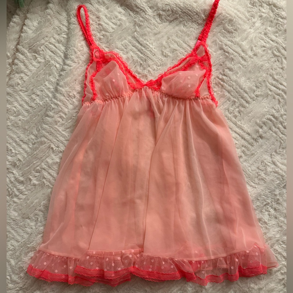 Vintage Victoria’s Secret Sheer Pink Lace Babydoll